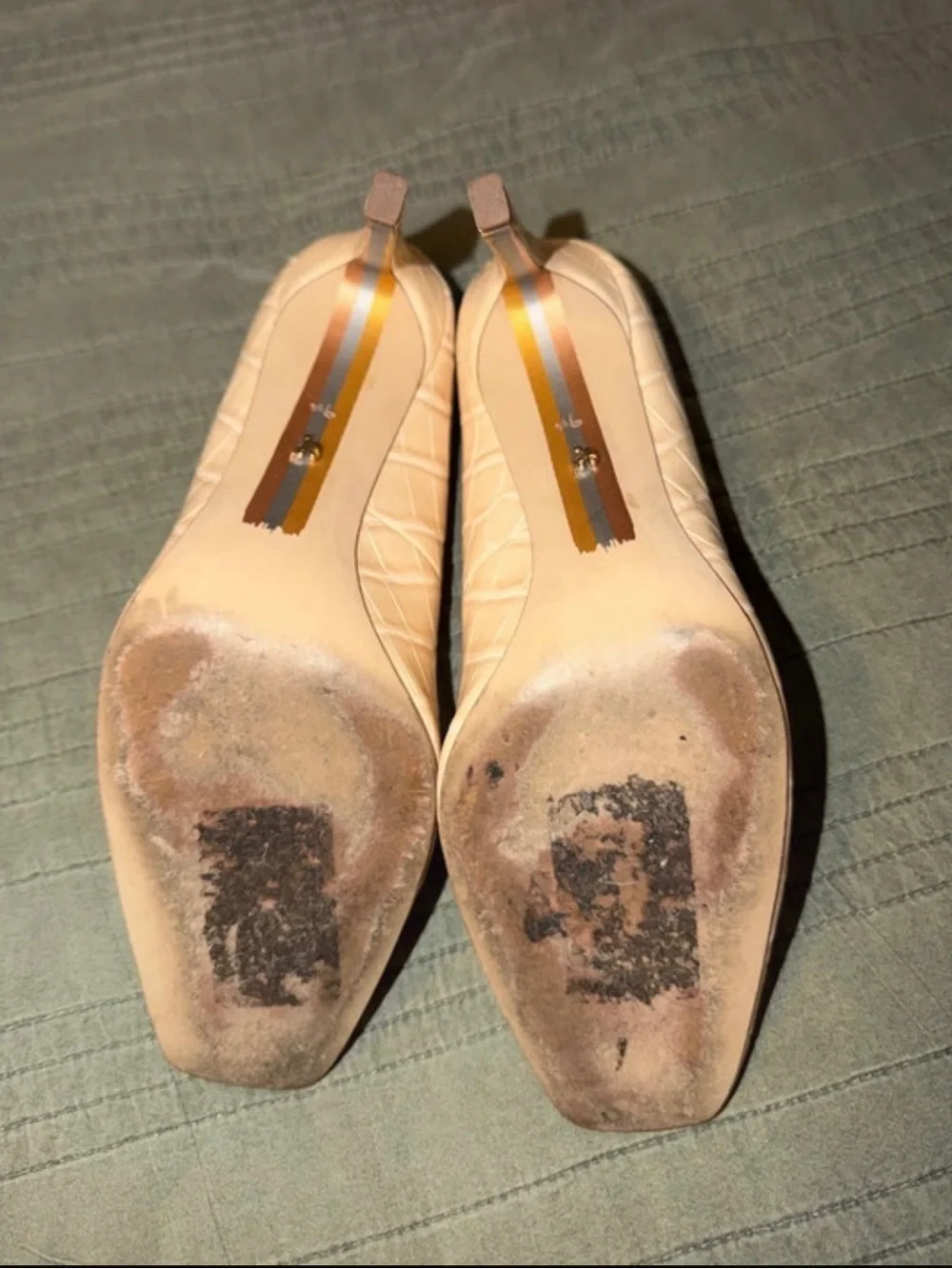 Sam Edelman Cream Croc-Embossed Pointed Pumps